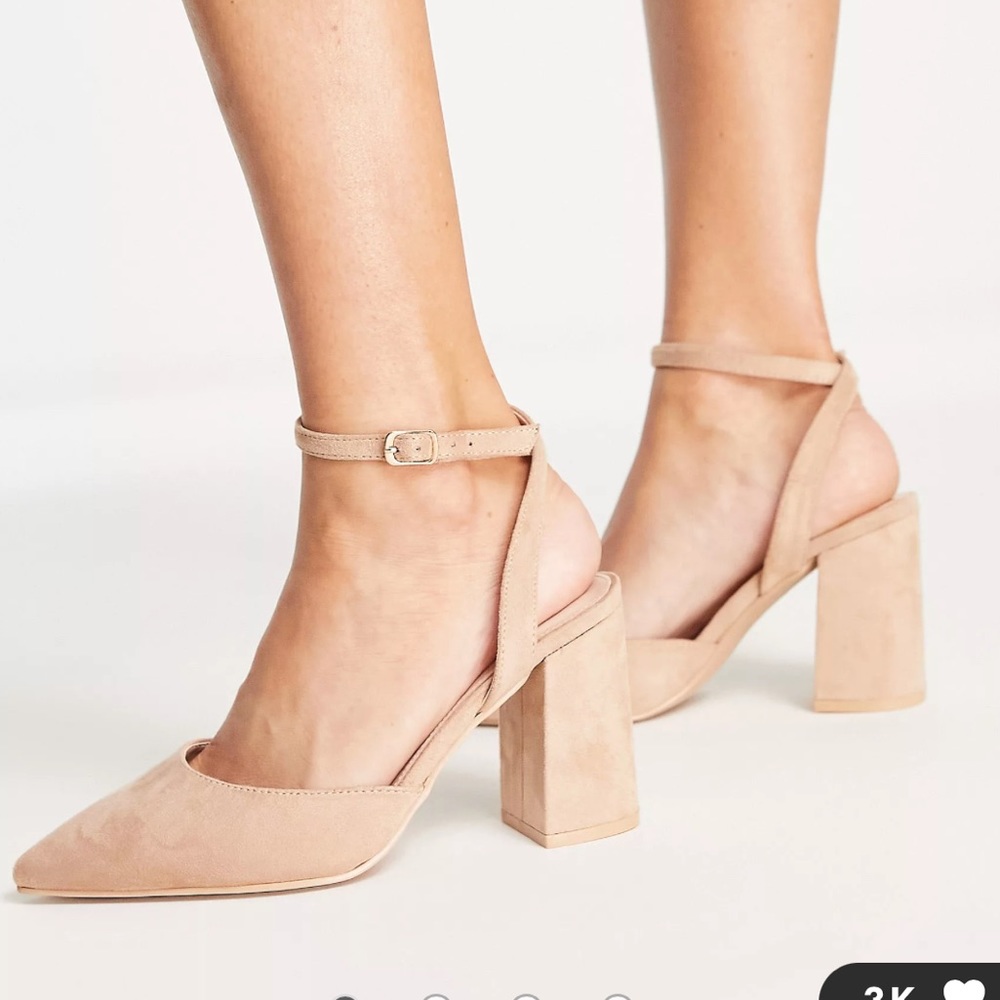 ASOS nude suede heels, wide, size 7.5